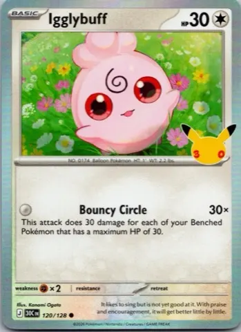 Igglybuff Pokémon card, 30th Celebration number 120/128