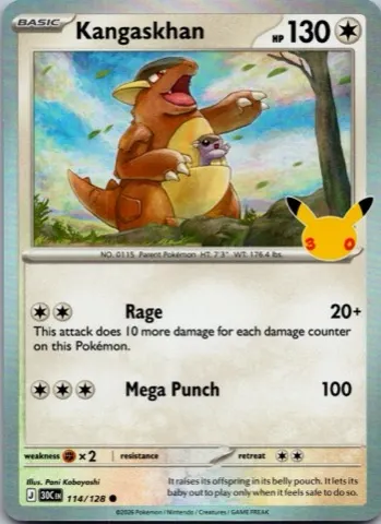 Kangaskhan Pokémon card, 30th Celebration number 114/128