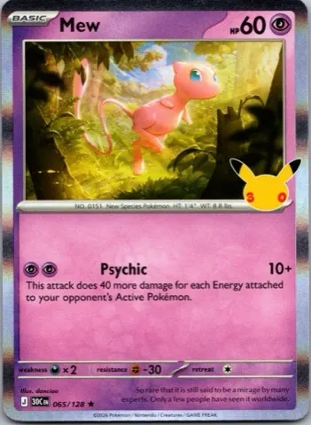 Mew Pokémon card, 30th Celebration number 065/128