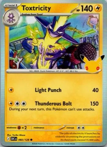 Toxtricity Pokémon card, 30th Celebration number 060/128