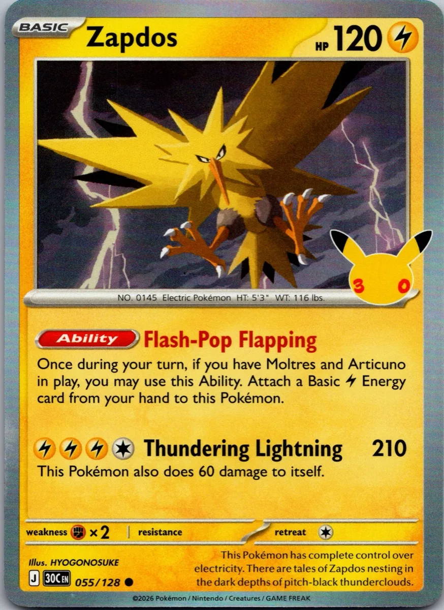 Zapdos Pokémon card front, exact RAWCATCH inventory item HH-000114