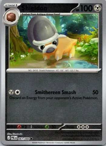 Shieldon Pokémon card, Pitch Black number 061/084