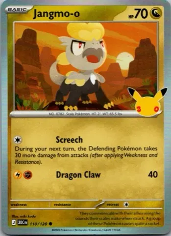 Jangmo-o Pokémon card, 30th Celebration number 110/128