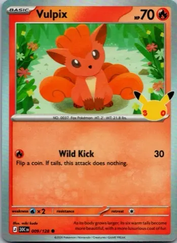 Vulpix Pokémon card, 30th Celebration number 009/128