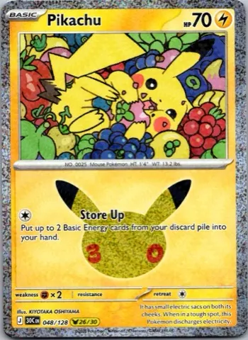 Pikachu Pokémon card, 30th Celebration number 048/128