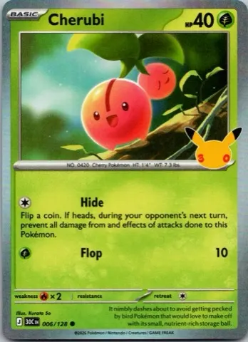 Cherubi Pokémon card, 30th Celebration number 006/128