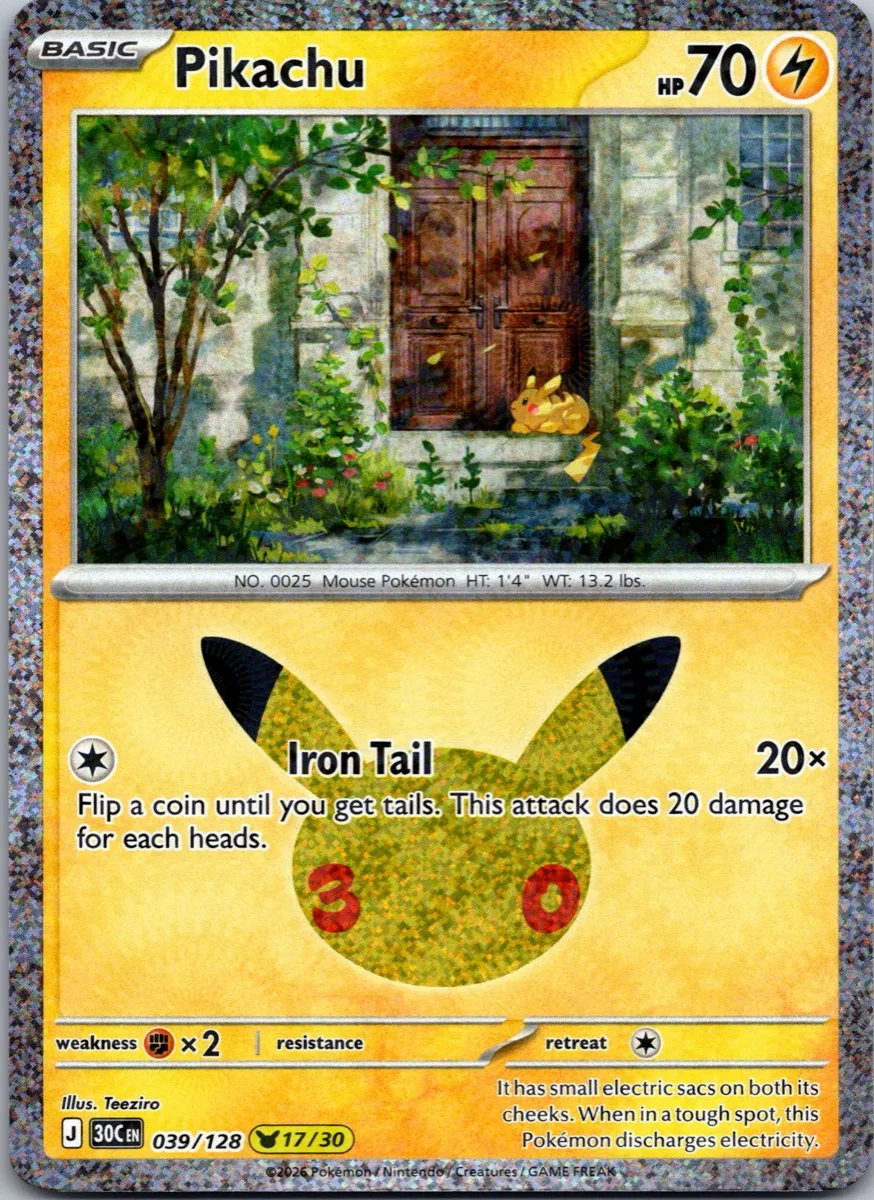 Pikachu Pokémon card front, exact RAWCATCH inventory item HH-000037