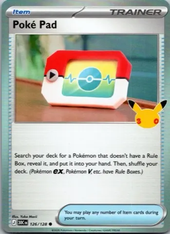Poké Pad Pokémon card, 30th Celebration number 126/128