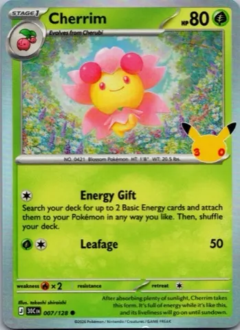 Cherrim Pokémon card, 30th Celebration number 007/128