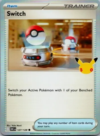 Switch Pokémon card, 30th Celebration number 127/128