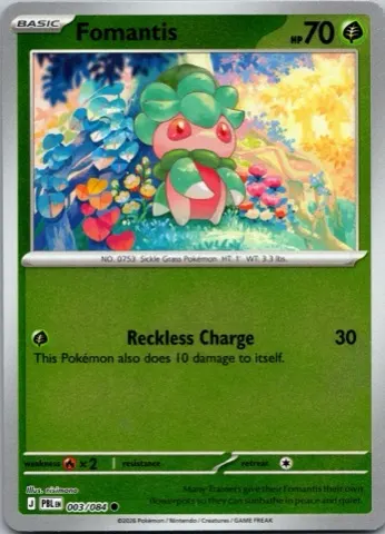 Fomantis Pokémon card, Pitch Black number 003/084