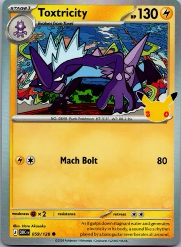 Toxtricity Pokémon card, 30th Celebration number 059/128