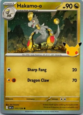 Hakamo-o Pokémon card, 30th Celebration number 111/128