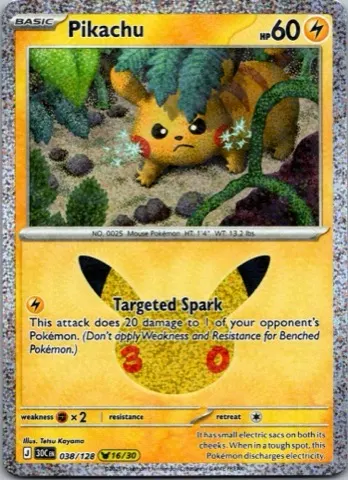 Pikachu Pokémon card, 30th Celebration number 038/128