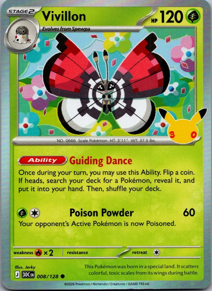 Vivillon Pokémon card front, exact RAWCATCH inventory item HH-000196
