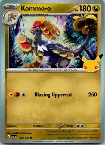 Kommo-o Pokémon card, 30th Celebration number 112/128