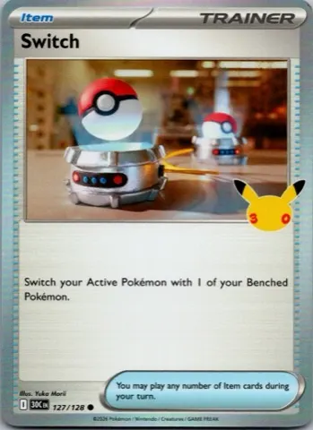 Switch Pokémon card, 30th Celebration number 127/128