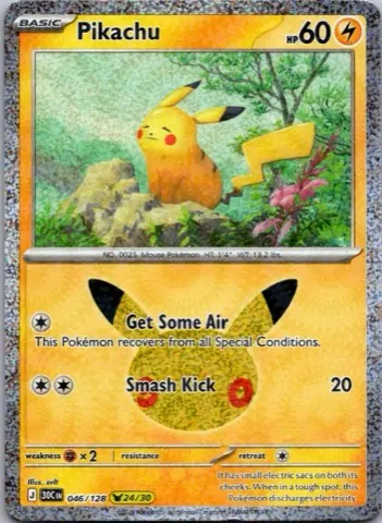 Pikachu Pokémon card, 30th Celebration number 046/128