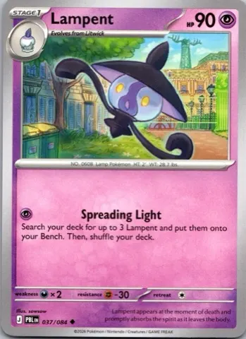 Lampent Pokémon card, Pitch Black number 037/084