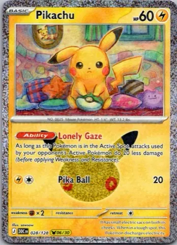 Pikachu Pokémon card, 30th Celebration number 028/128
