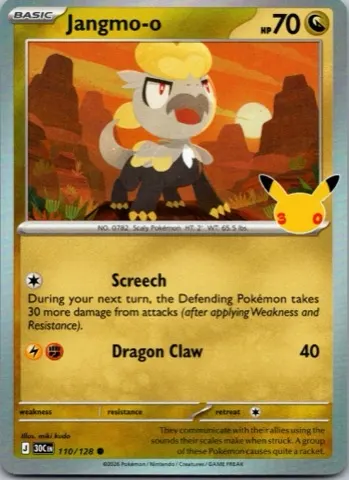 Jangmo-o Pokémon card, 30th Celebration number 110/128