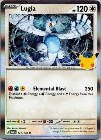 Lugia Pokémon card, 30th Celebration number 121/128