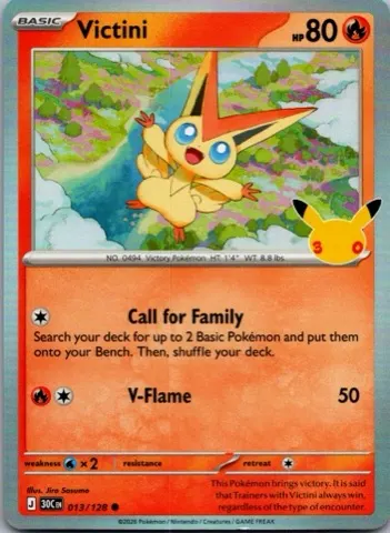 Victini Pokémon card, 30th Celebration number 013/128
