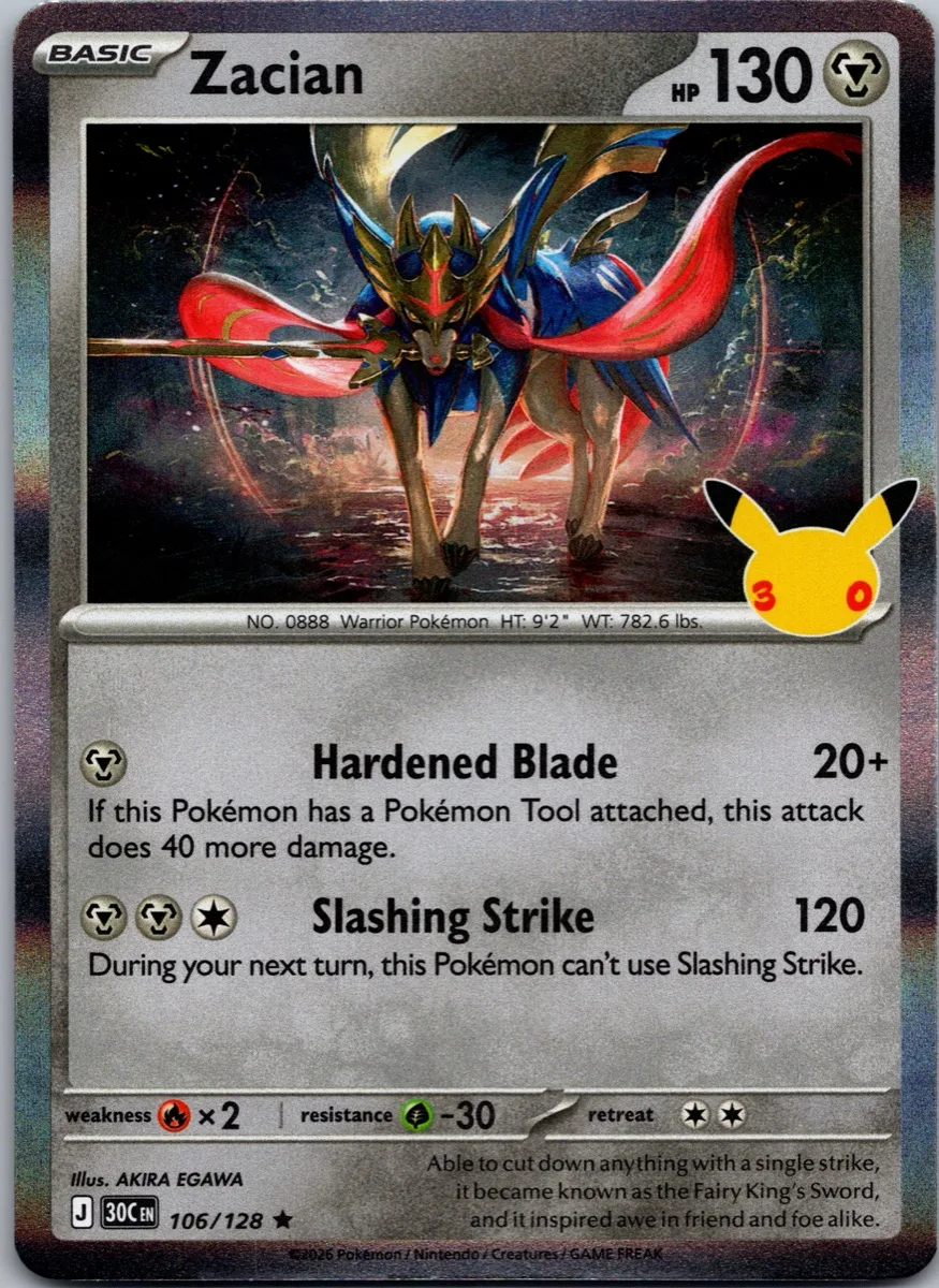Zacian Pokémon card front, exact RAWCATCH inventory item HH-000140