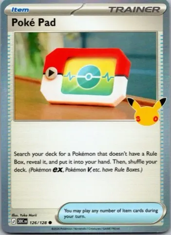 Poké Pad Pokémon card, 30th Celebration number 126/128