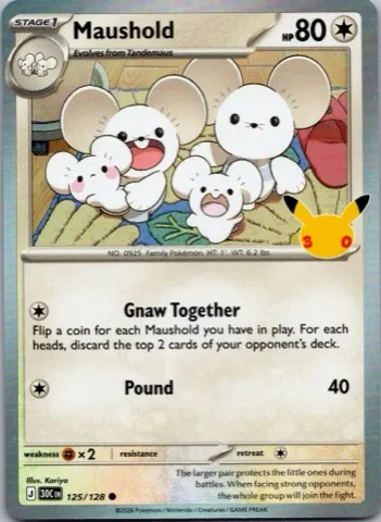 Maushold Pokémon card, 30th Celebration number 125/128