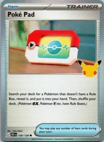 Poké Pad Pokémon card, 30th Celebration number 126/128