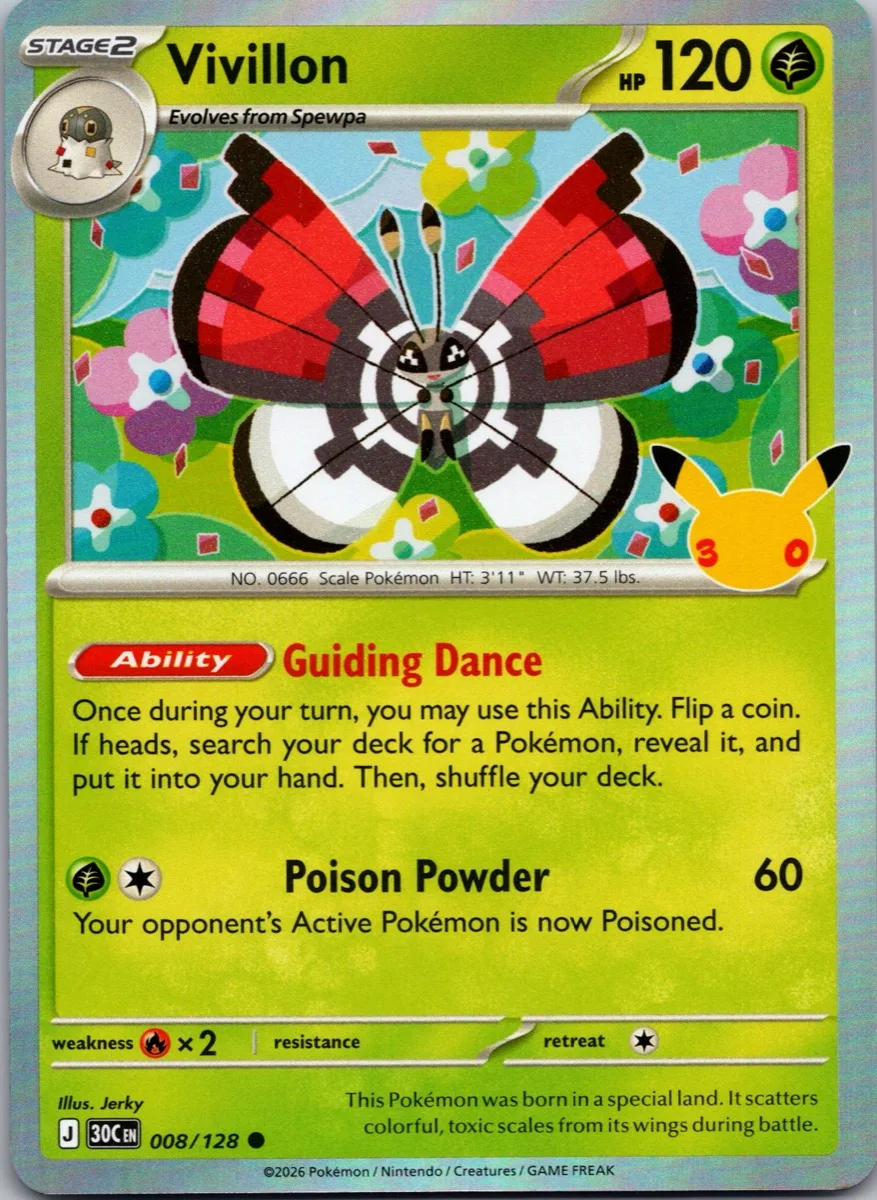 Vivillon Pokémon card front, exact RAWCATCH inventory item HH-000204