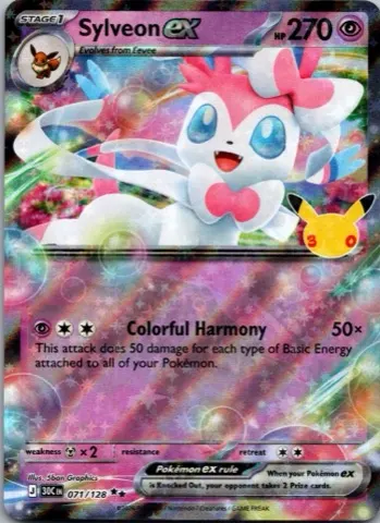 Sylveon ex Pokémon card, 30th Celebration number 071/128