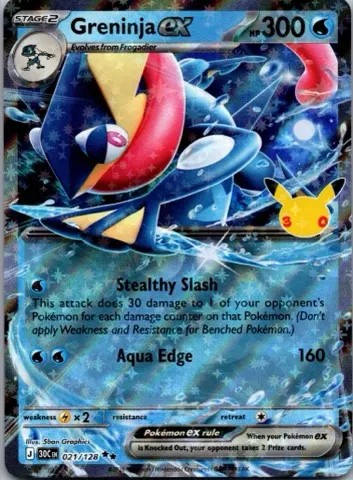 Greninja ex Pokémon card, 30th Celebration number 021/128