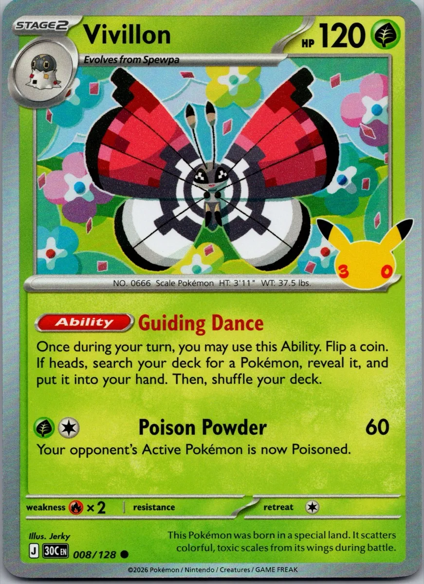 Vivillon Pokémon card front, exact RAWCATCH inventory item HH-000186
