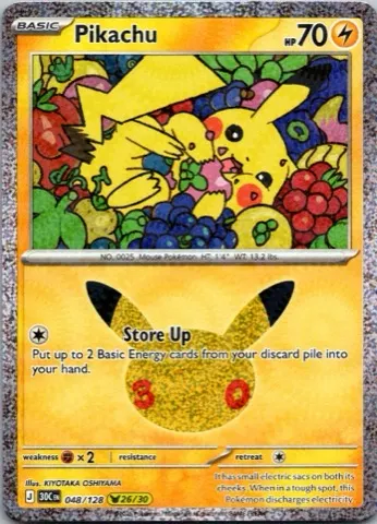 Pikachu Pokémon card, 30th Celebration number 048/128