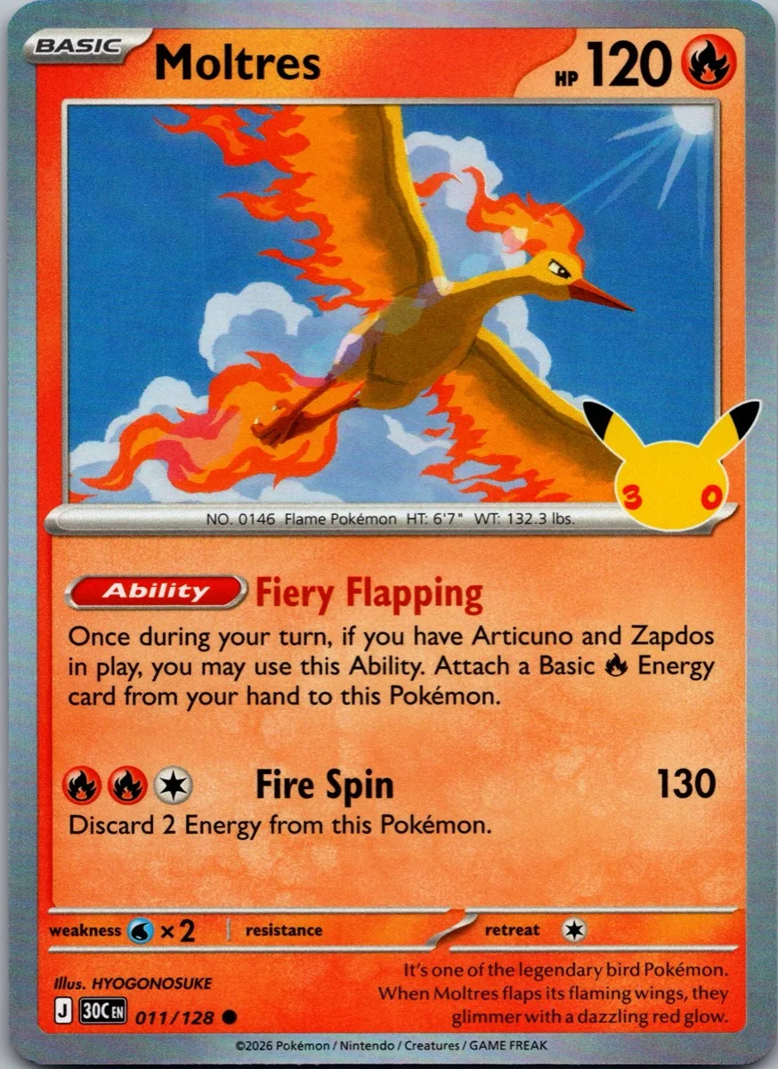 Moltres Pokémon card front, exact RAWCATCH inventory item HH-000135