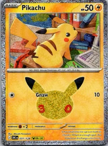 Pikachu Pokémon card, 30th Celebration number 031/128