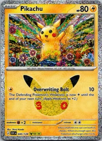 Pikachu Pokémon card, 30th Celebration number 040/128