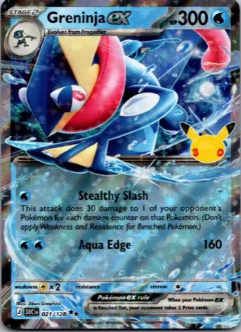 Greninja ex Pokémon card, 30th Celebration number 021/128