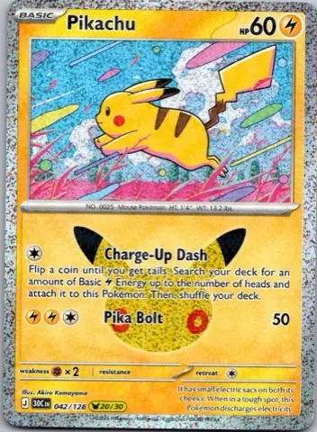 Pikachu Pokémon card, 30th Celebration number 042/128