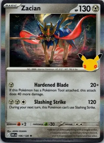 Zacian Pokémon card, 30th Celebration number 106/128