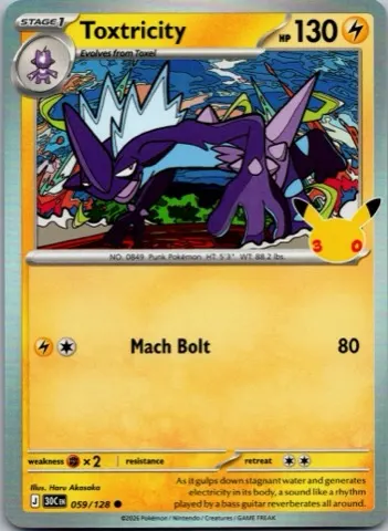 Toxtricity Pokémon card, 30th Celebration number 059/128