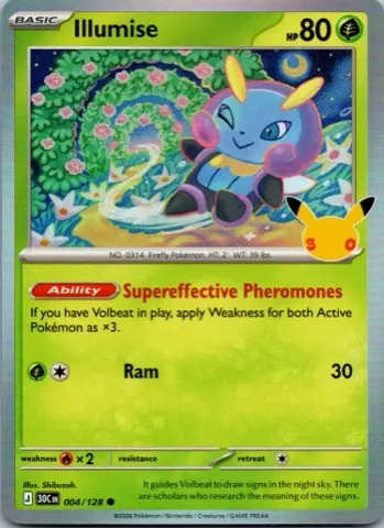 Illumise Pokémon card, 30th Celebration number 004/128