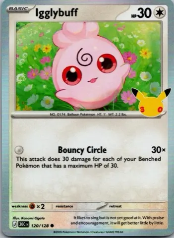 Igglybuff Pokémon card, 30th Celebration number 120/128