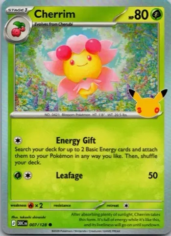Cherrim Pokémon card, 30th Celebration number 007/128