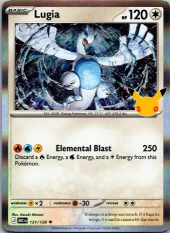 Lugia Pokémon card, 30th Celebration number 121/128