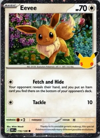 Eevee Pokémon card, 30th Celebration number 116/128