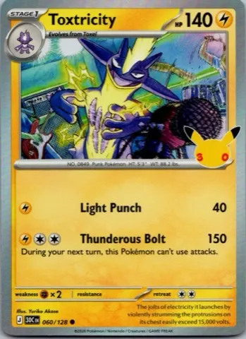 Toxtricity Pokémon card, 30th Celebration number 060/128