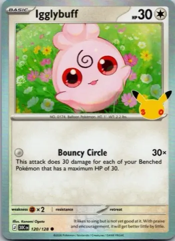 Igglybuff Pokémon card, 30th Celebration number 120/128